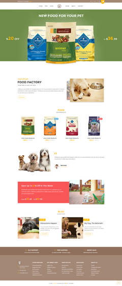 Animer 基于Bootstrap的寵物食品電商模板，打造專業狗糧商城